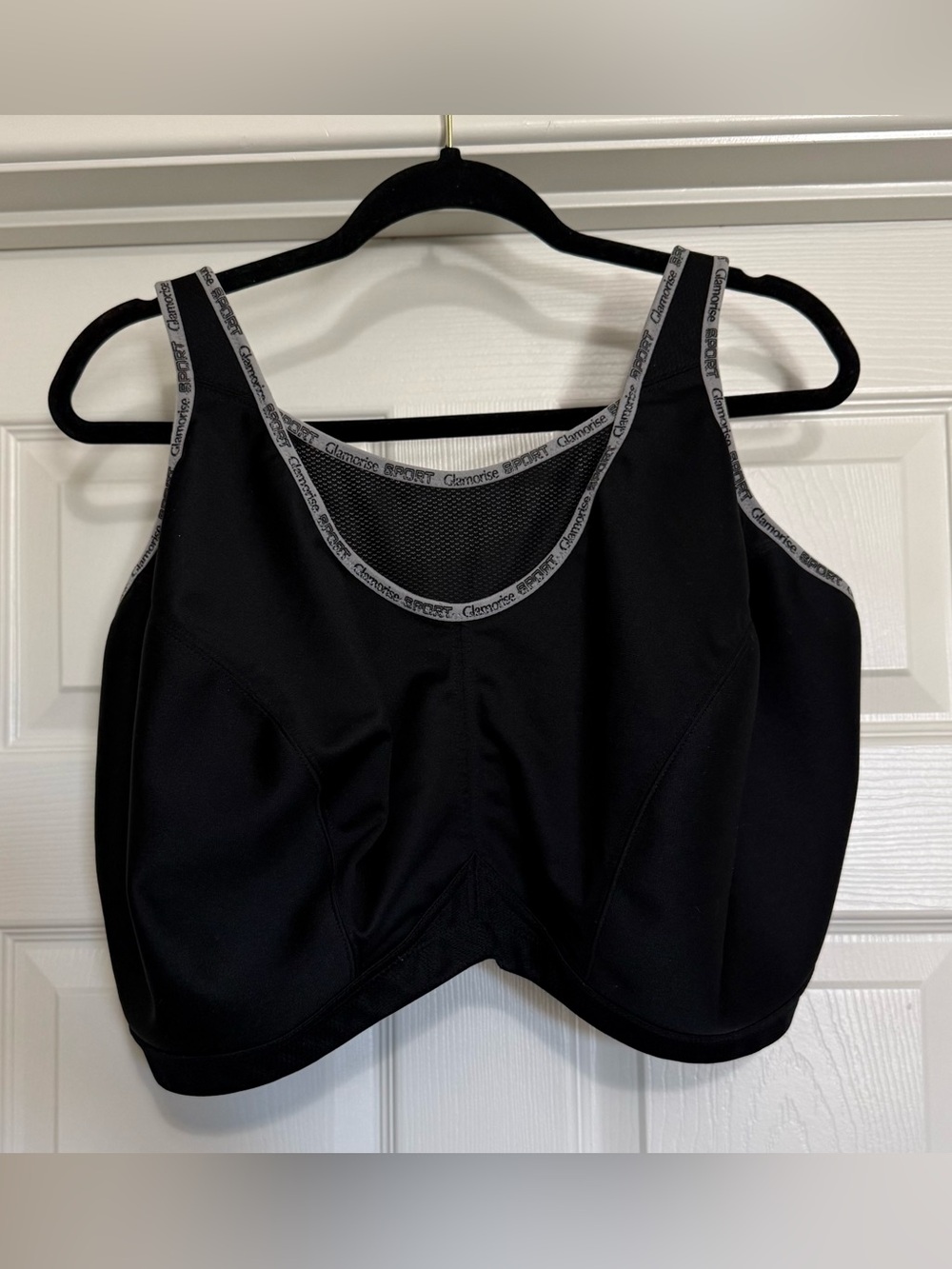 NWOT 48J Glamorise Sport No-Bounce Wirefree Sports Bra Black Gray High Impact